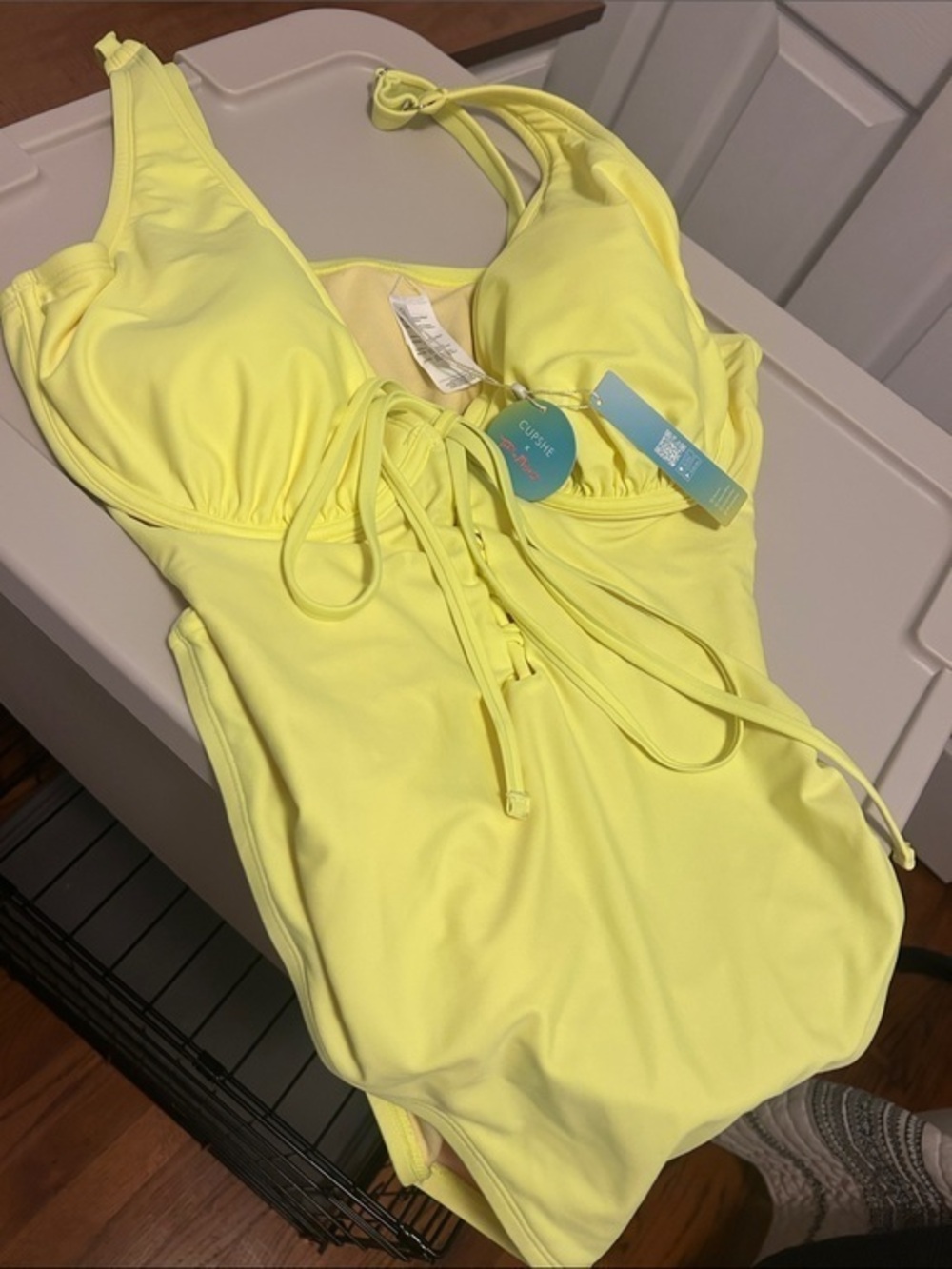 NWT Cupshe Neon Lace-Up One-Piece Swimsuit 3x